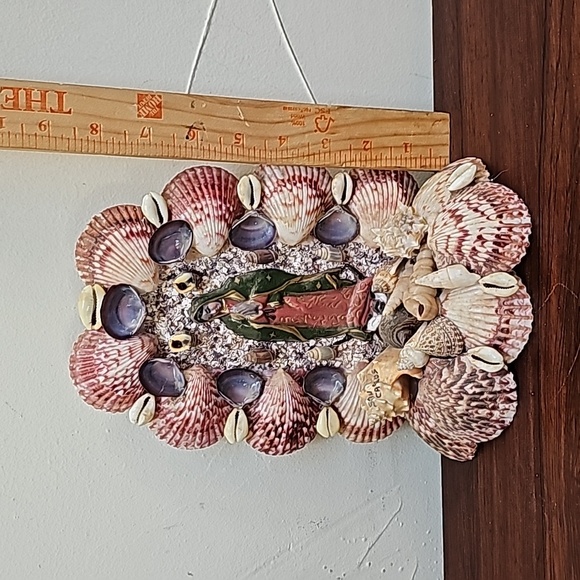 Vintage Virgin Mary natural seashells wood handmade decoration San Carlos - Picture 4 of 14